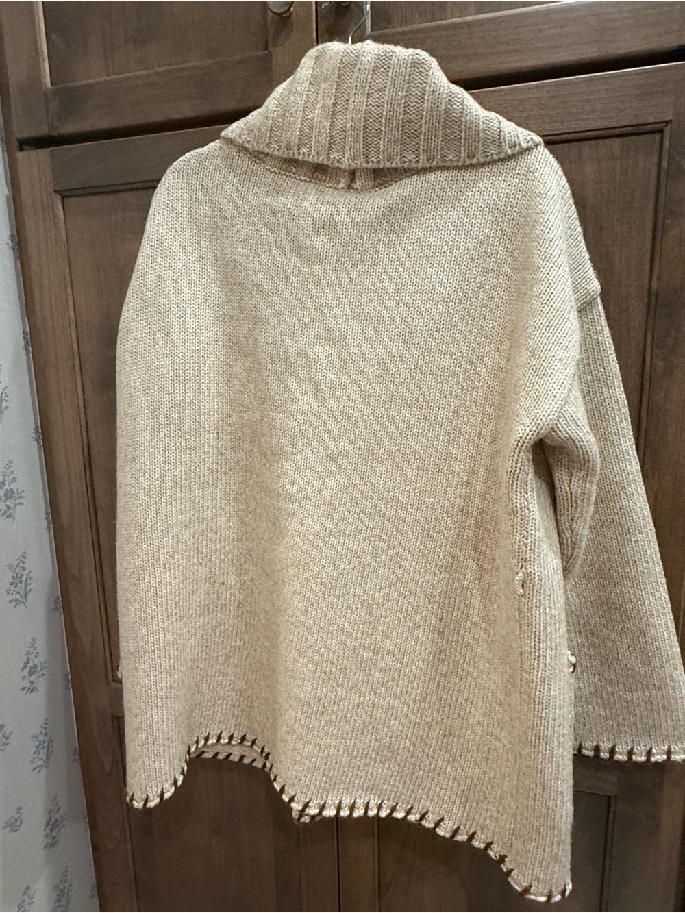 NWT Cozy Shawl Collar Open-Front Sweater Cardigan - Beige - Picture 3 of 3